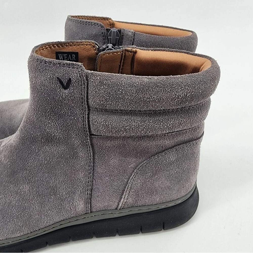 Vionic Arya Grey Nubuck Leather‎ Ankle Boots Size 8